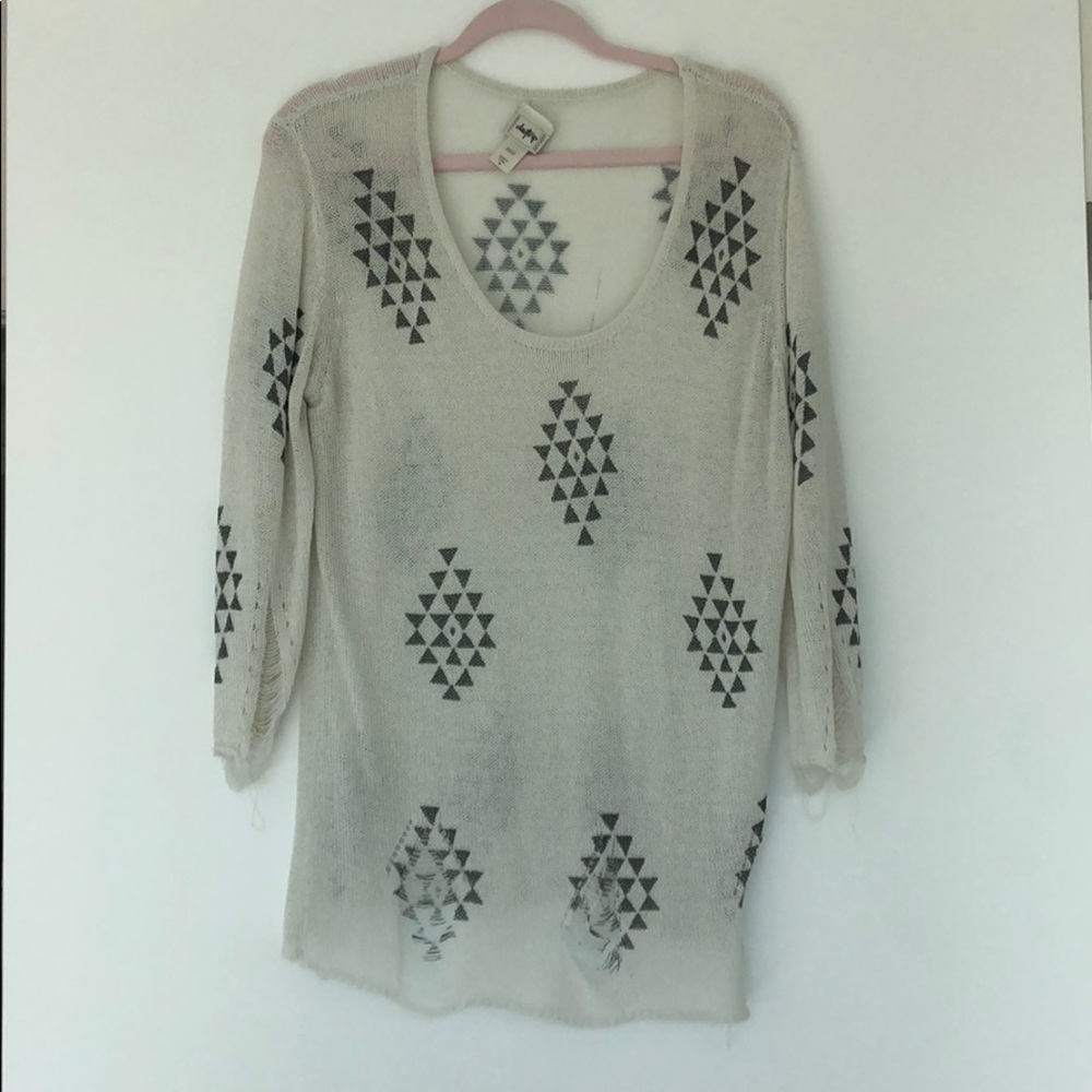White and grey tribal sweater